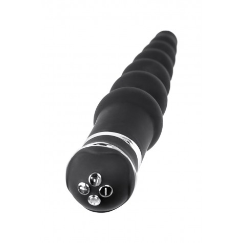 Черный силиконовый анальный вибростимулятор TOYFA - 35 см.