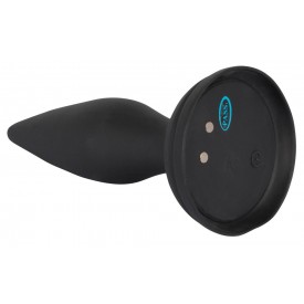 Чёрная вибропробка Vibro-Butt Plug with a Suction Cup - 13,6 см.