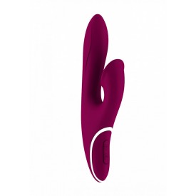 Фиолетовый вибратор HIKY Rabbit с клиторальным отростком с функцией всасывания - 23 см.